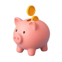 Ilustración de una alcancía recibiendo una moneda para la cuota inicial